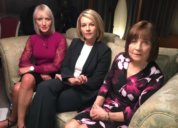 Jacqueline Connolly and her mother speaking to RTE presenter Claire Byrne