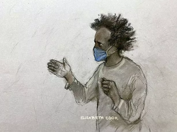 Court artist sketch of Axel Rudakubana by Elizabeth Cook