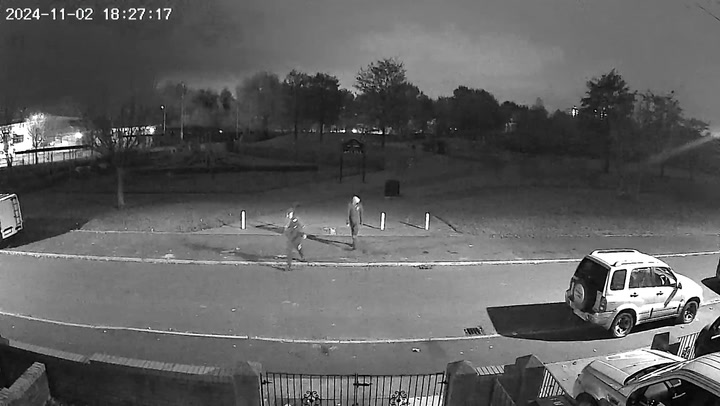 CCTV footage showing attacks on a Polish family's home